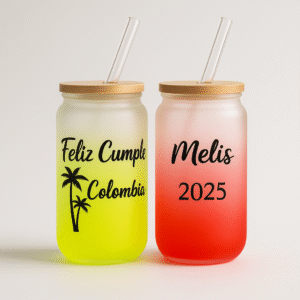 Vasos pavonados con tapa de Bambú