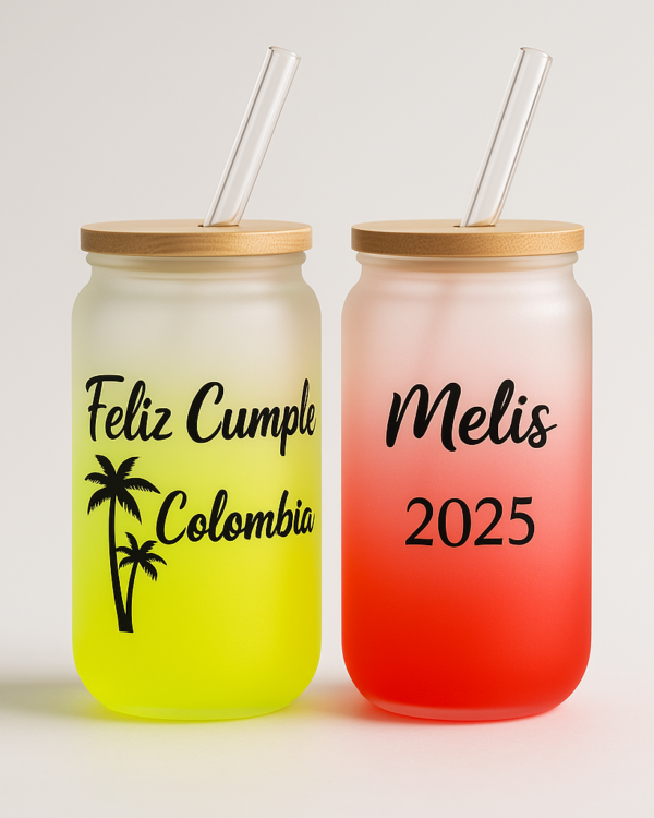 Vasos pavonados con tapa de Bambú