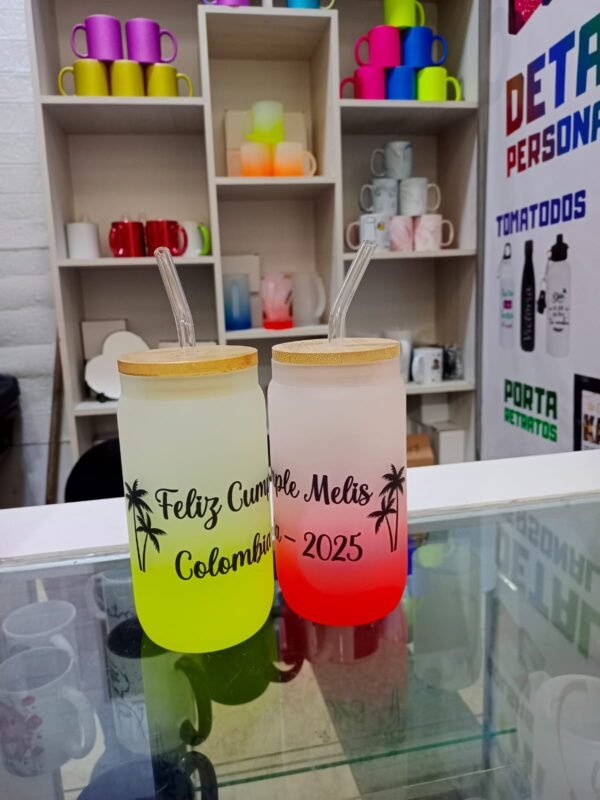 Vasos pavonados con tapa de Bambú - Imagen 2